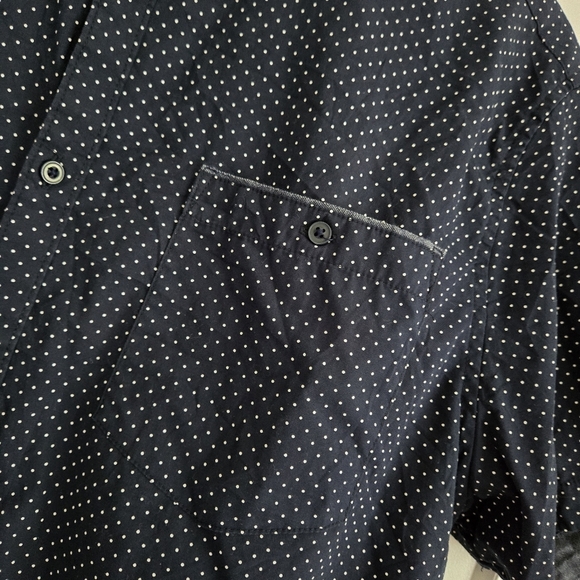 Denim & Flower Navy Blue Polka Dot Xl Men's Short Sleeve Button Up Dress Shirt - Picture 4 of 9